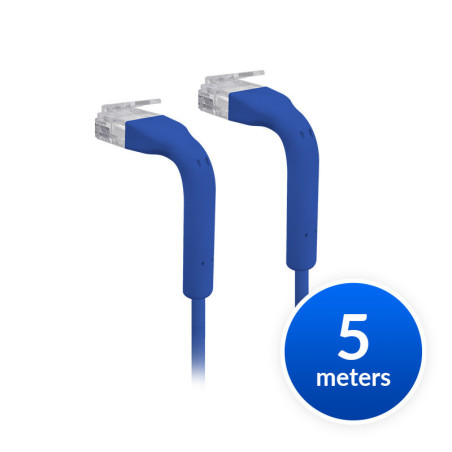 Ubiquiti UniFi Patch Cable Single Unit, 5m, Blue, End Bendable to 90 Degree, RJ45 Ethernet Cable, Cat6, Ultra-Thin 3mm Diameter,