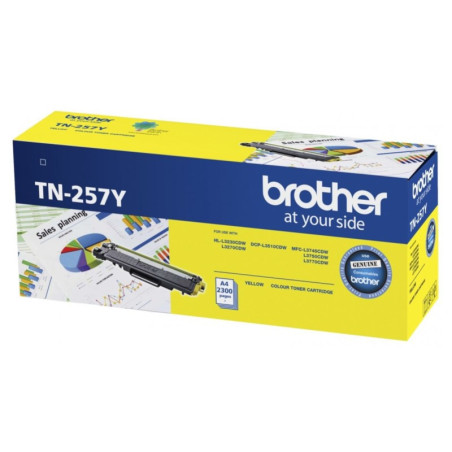 Brother TN-257Y Yellow High Yield Toner Cartridge to Suit -  HL-3230CDW/3270CDW/DCP-L3015CDW/MFC-L3745CDW/L3750CDW/L3770CDW (2,3