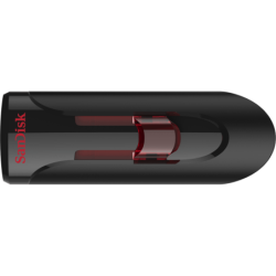 SanDisk Cruzer Glide 3.0 USB Flash Drive - Cz600 256GB - USB3.0 - Black With Red Slider - Retractable Design - 5Y