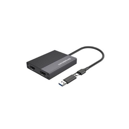 Simplecom DA369 USB 3.0 or USB-C to Dual 4K HDMI 2.0 Display Adapter for 2x 4K@60Hz Extended Screens